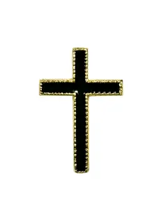Black enamel and gold accent cross lapel pin