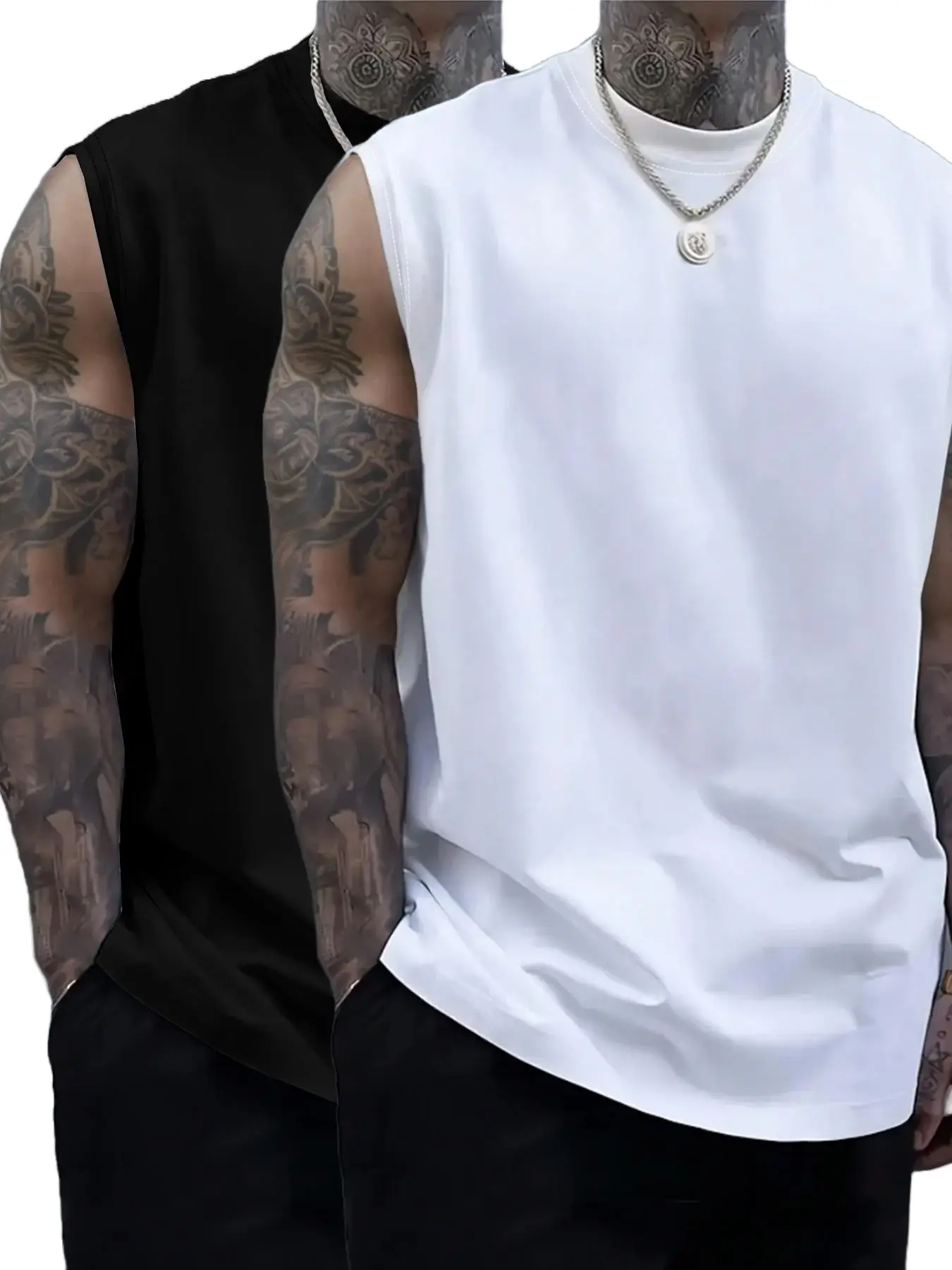 Men's Solid Color Round Neck Tank Top, Loose Casual Comfy Classic Crew Neck Sleeveless Top for Summer, Men's Clothes for Daily Wear