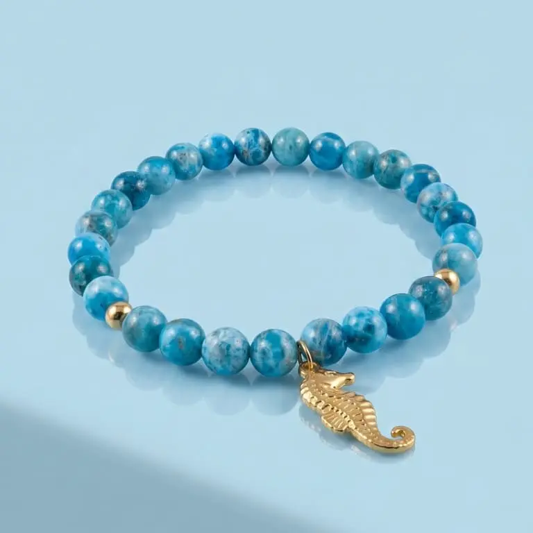 Natural Crystal Apatite Ocean Exquisite Bracelet - Energy Balance Jewelry Accessory, High-Quality Natural Crystal Bracelet for Wellness, High Quality Bracelet