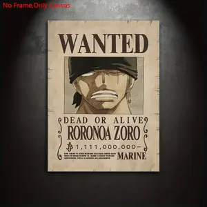 1 piece/set of frameless canvas painting print poster, Unframed Art Print, classic vintage art, Wanted Roronoa Zoro, perfect gift for Japanese anime lovers, ideal gift for bedroom, living room, kitchen, dormitory hallway, wall decoration, room decoration