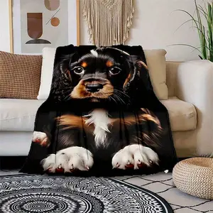 Hypoallergenic Tear-Resistant Cavalier King Charles Spaniel Dog Blanket - Soft 280gsm Flannel Throw for all-Season Cozy Bedspread or Couch Cover, Cute Puppy Gift for Pet Lovers, Machine Washable, with Cavy (Spanish for "the dog")