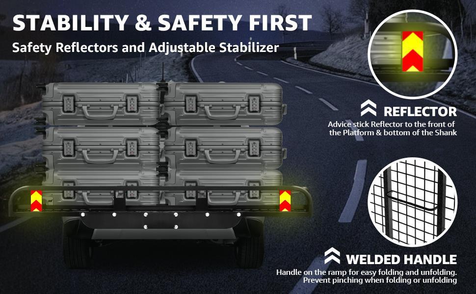 55"x34"x9" Trailer Hitch Cargo Carrier, 1000LBS Hitch Cargo Carrier with Ramp, Folding Mobility Scooter Carrier, Heavy Duty Aluminum Alloy Cargo Carrier, 2" Receiver for SUV, Truck, Van, Car