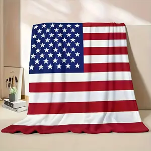 American Flag Cooling Blanket for Couch Bed, Lightweight Plush All Season Nap Blanket, Portable Travel Camping Car Office Throw Blanket, Durable Wrinkle Resistant Printed Blanket, Ideal Daily Use & Patriotic Gift