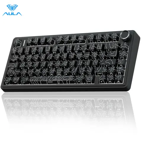 AULA F75 Pro Wireless Mechanical Gaming Keyboard - 75% Gasket Structure, Hot Swappable, RGB Backlit, Pre-Lubed Reaper Switches, Side Printed PBT Keycaps, 2.4GHz/BT5.0/USB-C, Creamy, QWERTY, Batteries Included, Modern Gaming Keyboards, PC Accessories