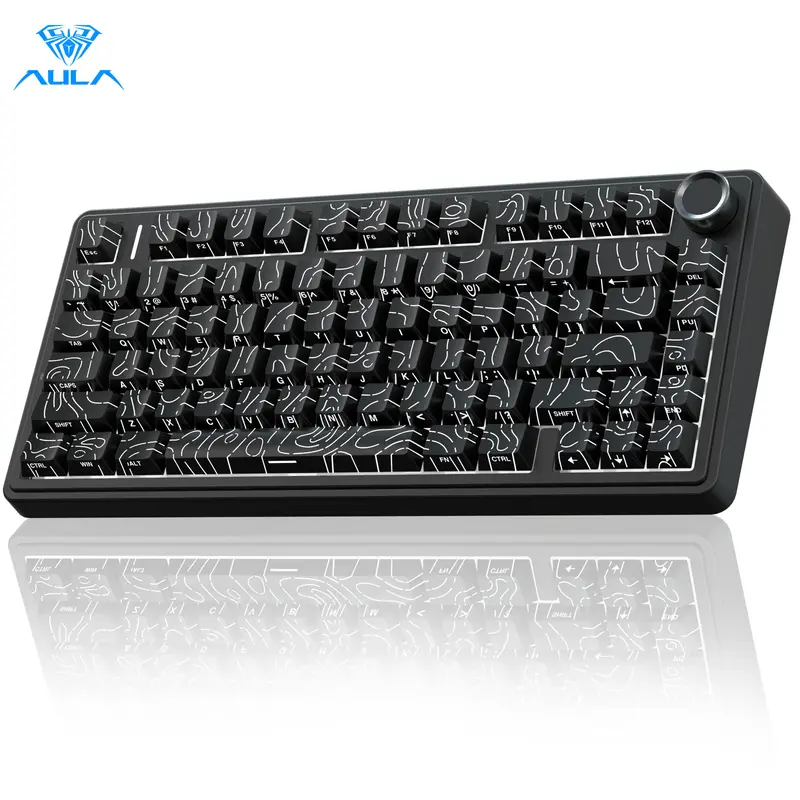 AULA F75 Pro Wireless Mechanical Gaming Keyboard - 75% Gasket Structure, Hot Swappable, RGB Backlit, Pre-Lubed Reaper Switches, Side Printed PBT Keycaps, 2.4GHz/BT5.0/USB-C, Creamy, QWERTY, Batteries Included, Modern Gaming Keyboards, PC Accessories