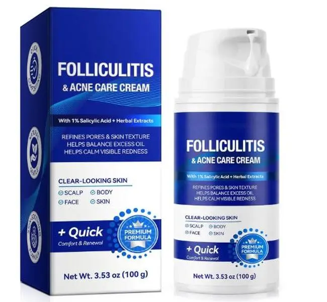 Folliculitis & Acne Care Cream 100g with Herbal Extracts for Scalp, Face, Body Soothing Skin Care
