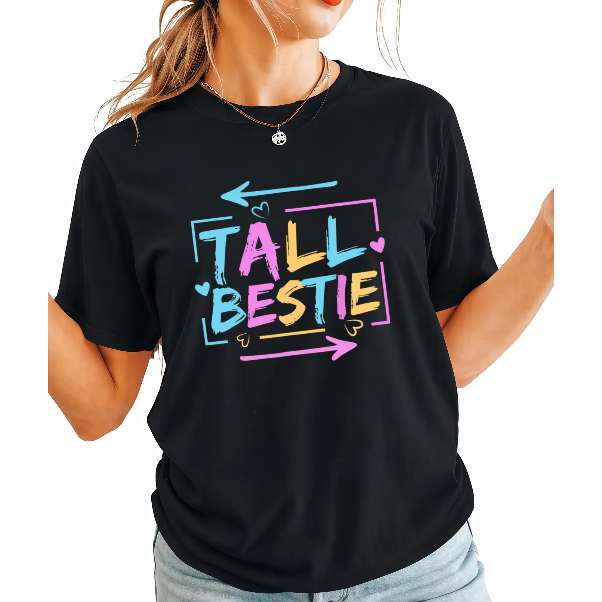 Best Friend Matching Tall Short Bestie Besties Matching BFF T-Shirt