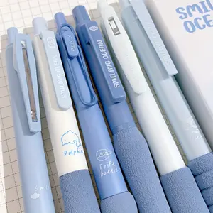 6-Pack Soft Grip Pens, Christmas Gift Push-Button Pens, Student Exam Neutral Pens, 0.5mm, Perfect Back-To-School Present