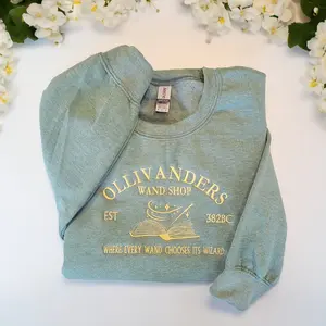 Ollivanders Wizard School Embroidered, Gildan Crewneck Sweater, Wizard Sweater