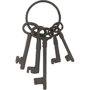 Vintage Cast Iron Skeleton Key Ring Antique Pirate Treasure Chest Keys Set For Home Decor, Halloween Costume Prop