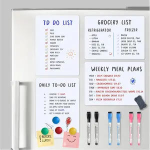 Magnetic Fridge Whiteboard Set: Dry Erase White Board (12X8), Magnets (Bonus), Markers & Erasers