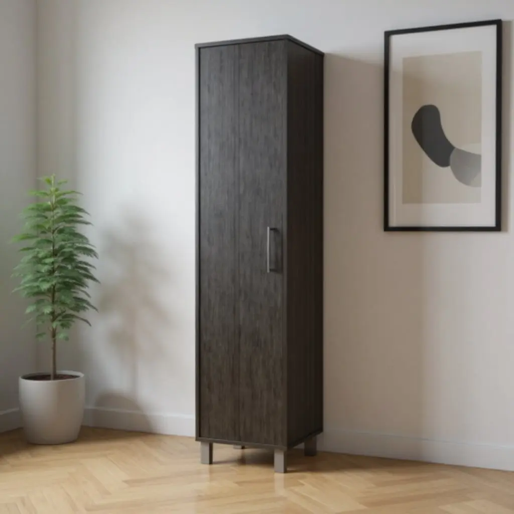 360 stand Modern Manufactured Wood Pantry Cabinet - 70.8x15.7x11.7 in Gray, 71 in Approx Height, 5 Shelves, Flat Panels, Raised ft, Modern Storage Cabinet for Indoor Use, Compact Tall Cupboards, Flat-Faced Tall Cupboards, Kitchen Pantry, Versatile Storage