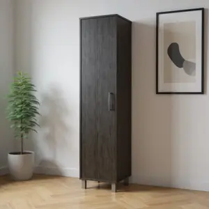 360 stand Modern Manufactured Wood Pantry Cabinet - 70.8x15.7x11.7 in Gray, 71 in Approx Height, 5 Shelves, Flat Panels, Raised ft, Modern Storage Cabinet for Indoor Use, Compact Tall Cupboards, Flat-Faced Tall Cupboards