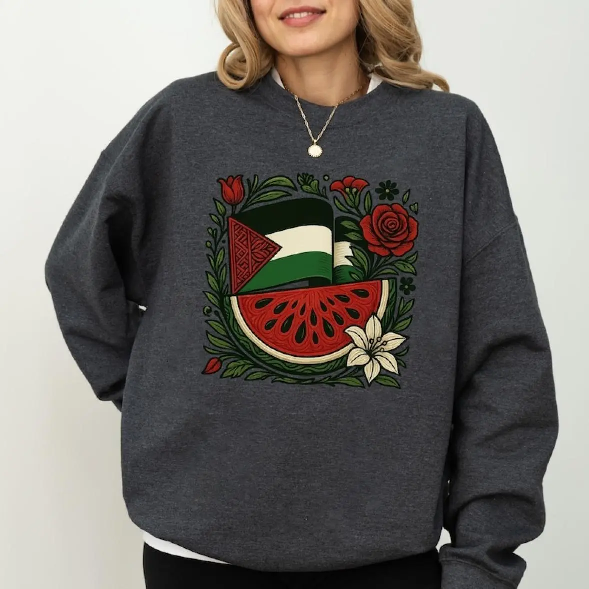 Palestine Shirt, Free Palestine Sweater, Palestine Flag Crewneck T-shirt, Sweatshirt Unisex Cotton Regular Size S-3XL Hoodie Menswear