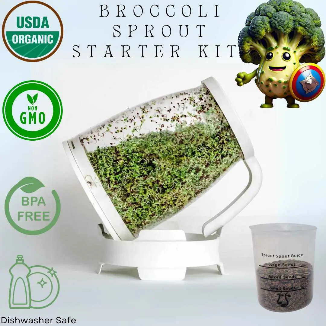TikTok Exclusive Sprout Spout Broccoli Basic Starter Kit: Sprout Spout + 4oz seeds + Free Sprout Scoop