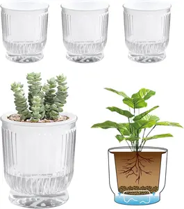 Inch Clear Self-Watering Plant Pots – 4 Pack with Reservoir, Ideal for Indoor Plants, African Violets & Flowers