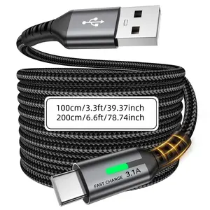 Fast Charging Type-C Data Cable, 100.58cm/201.17cm Braided USB-C to USB-C Line, Compatible with Samsung, Xiaomi, Oppo, Oneplus Devices