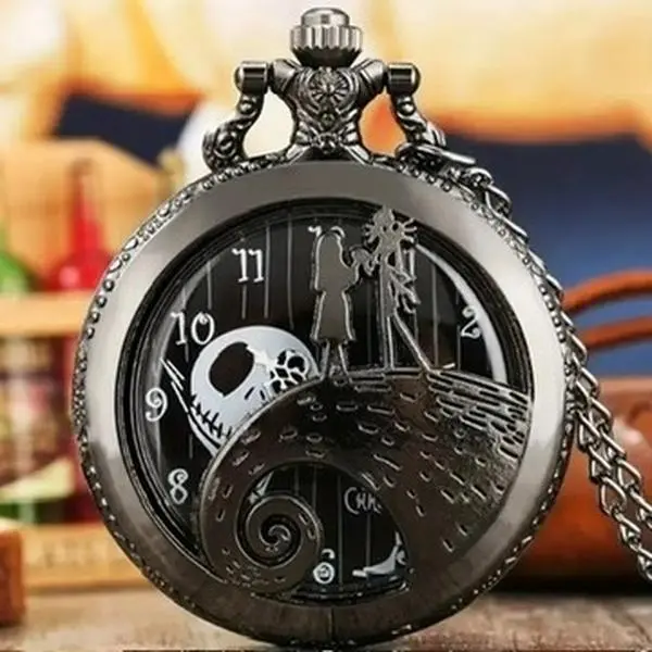 Skeleton Vintage Halloween Pendant Quartz Chain Watch