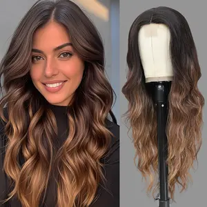 HMHIFI Long Ombre Brown Mixed Blonde Wig, Tangling Free Premium Protein Fiber