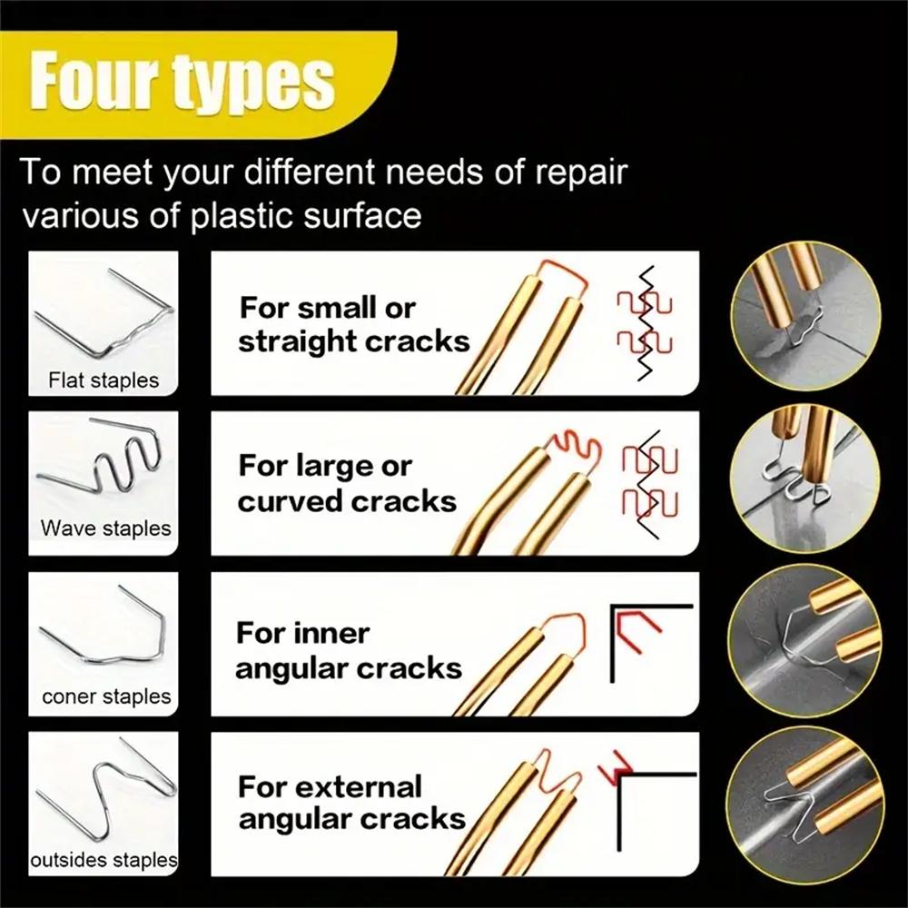 Plastic Welding Machine Repair Kit, Hot Stapler Plastic Repair Kit, Tool Set with 200 Welding Nails Suitable for Car Bumper Crack Repair Kit, Durable Thermoplastic Welding Gun Quick Heating PVC Plastic Repair Tool
