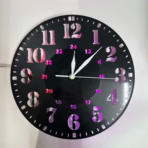 Vintage Digital Vinyl Record Wall Clock, Seven Color LED, Silent, Suitable for Bedroom Living Room Kitchen Office, Birthday Gift, Halloween Valentine's Day Thanksgiving