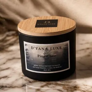 D'YANA LUXE Pine Cone Soy Wax Blend Candle 12oz Aroma Bosque de Pino
