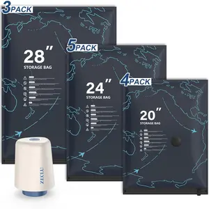 12 Pack Vacuum Seal Bags for Clothing Travel with Electric Air Pump, Packing Cubes Compression for Luggage, Home Storage, Airplane Travel Essentials
