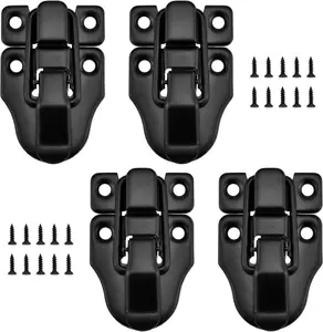 Toggle Hasp Latches Hardware with Hardening Screws, 4 Pack Black Classical Duckbilled Tool Box Buckle Latch Locks Replacement for Cabinet, Guitar Case, Chest,  Box, Ordinary Wooden Box