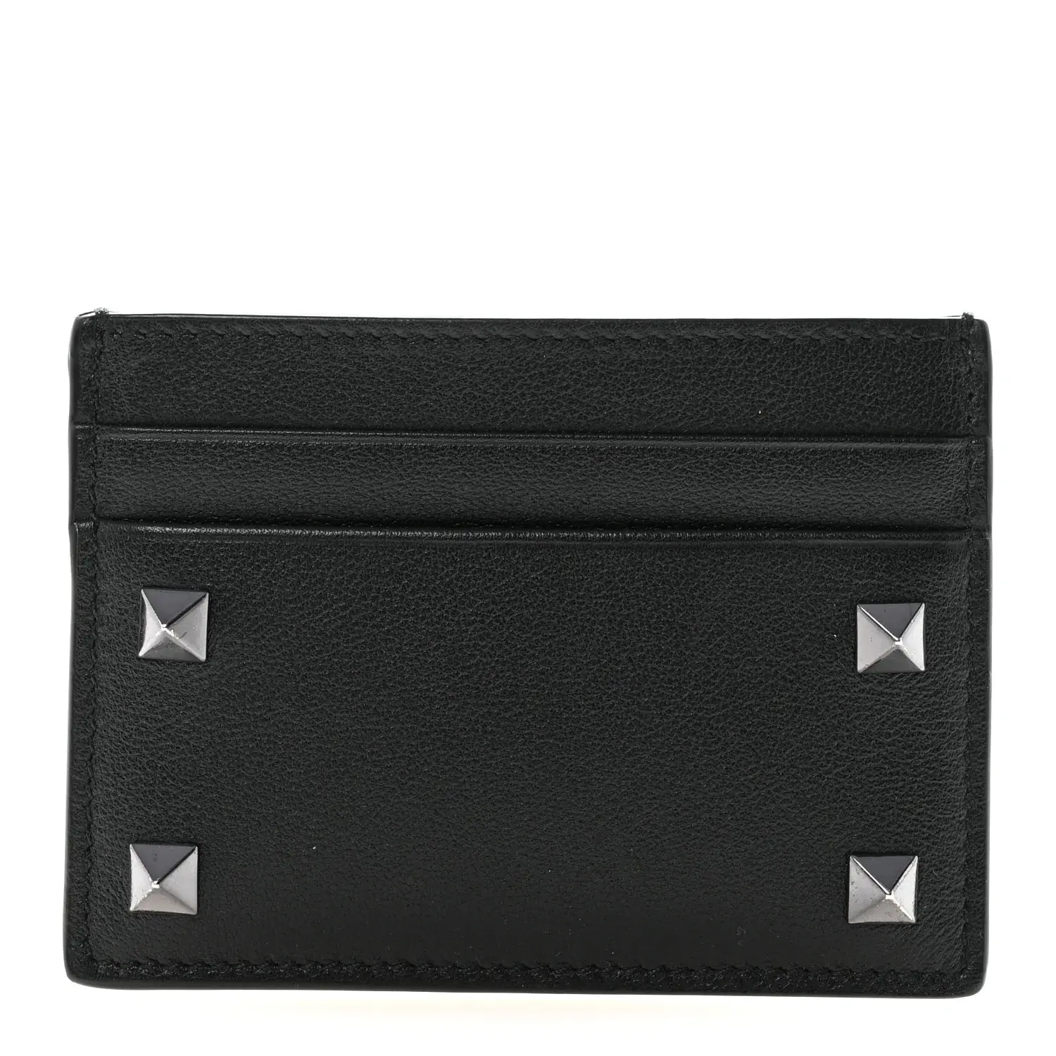 Pre-owned Leather Small Leather Goods Valentino Garavani Vitello Rockstud Card Holder Black