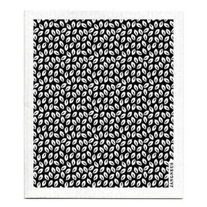Swedish Dishcloth - Mini Leaves - Black