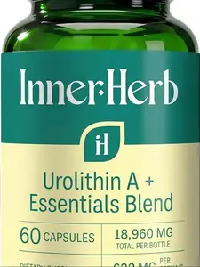 Urolithin A 1000 mg with Proprietary Blend, NR, NMN, PQQ, Magnesium Bisglycinate, Black Pepper - Adult Daily Supplement (60 Capsules, 30 Servings)