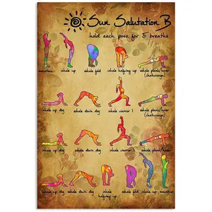 Yoga Sun Salutation B Hold Each Pose for 5 Breaths Jobs Vintage Poster Wall Art Home-decor