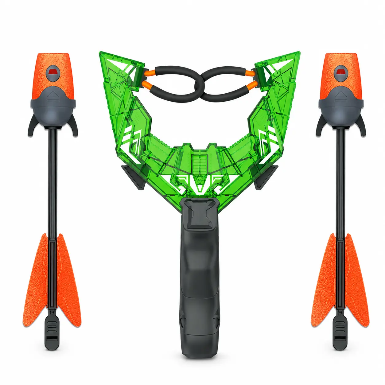 Rocket Slingshot Launcher Toy Set with 2 Whistling Foam Rockets, Light-Up Outdoor Flying Toy for Kids, Backyard Park Camping Gift