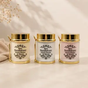 Alum Stone & Musk Dry Deodorant for Under Arms - Scented for Fresh Breath & Sweat Prevention - Convenient Sponge Application - Essential Body Freshener