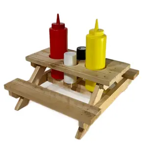 BBQ Condiment Trays - Wooden Tray with Multiple Containers for Easy Access to Condiments for Grilling and Barbecue Use