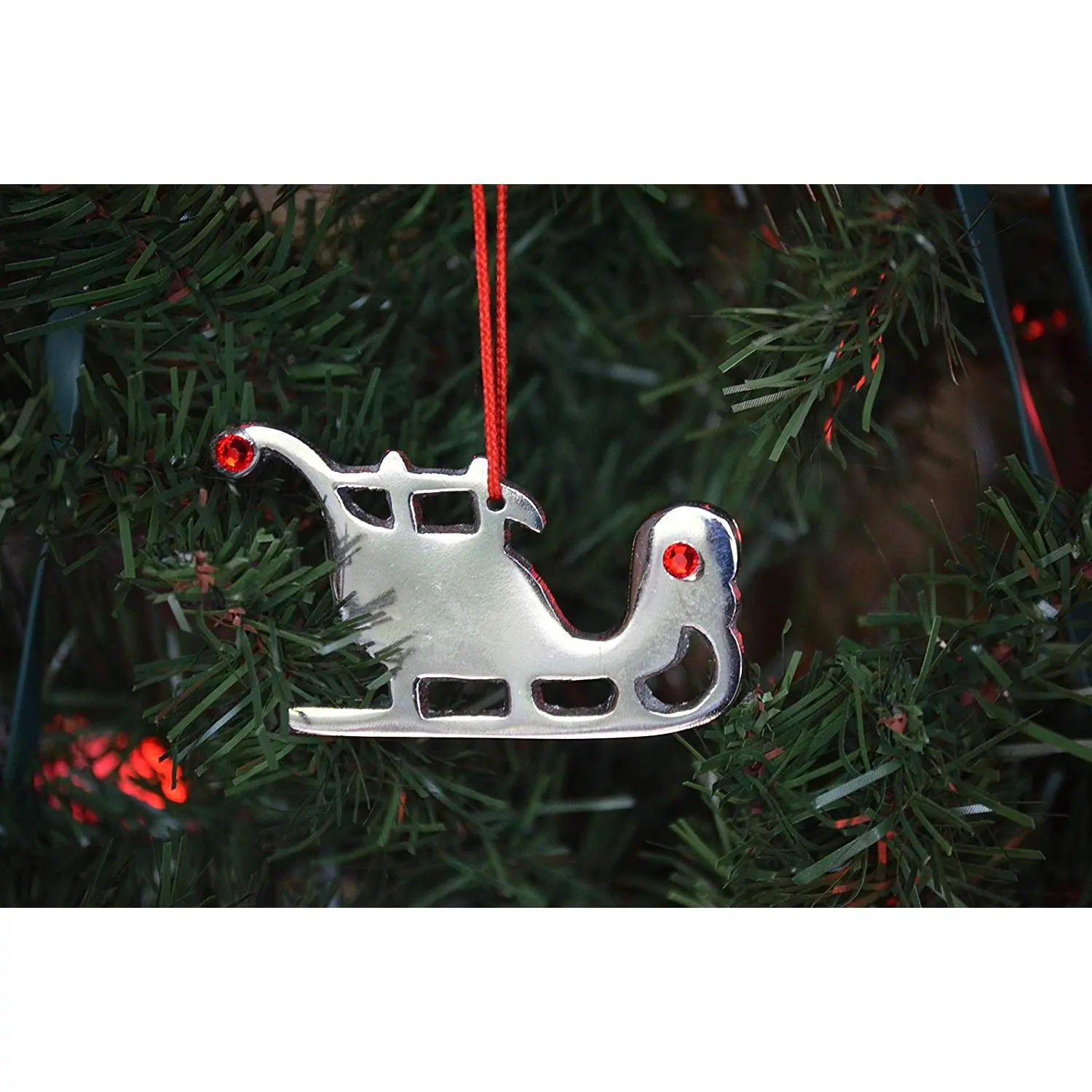 Sleigh Christmas Tree Ornament Decorations Set of 4