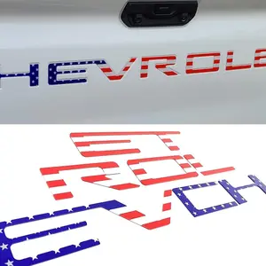 Tailgate Insert Letters – Compatible with Silverado 2019, 2020, 2021, 2022, 2023, 2024, 2025 | 2026 American Flag | Strong 3M Adhesive | Durable ABS | Easy Install