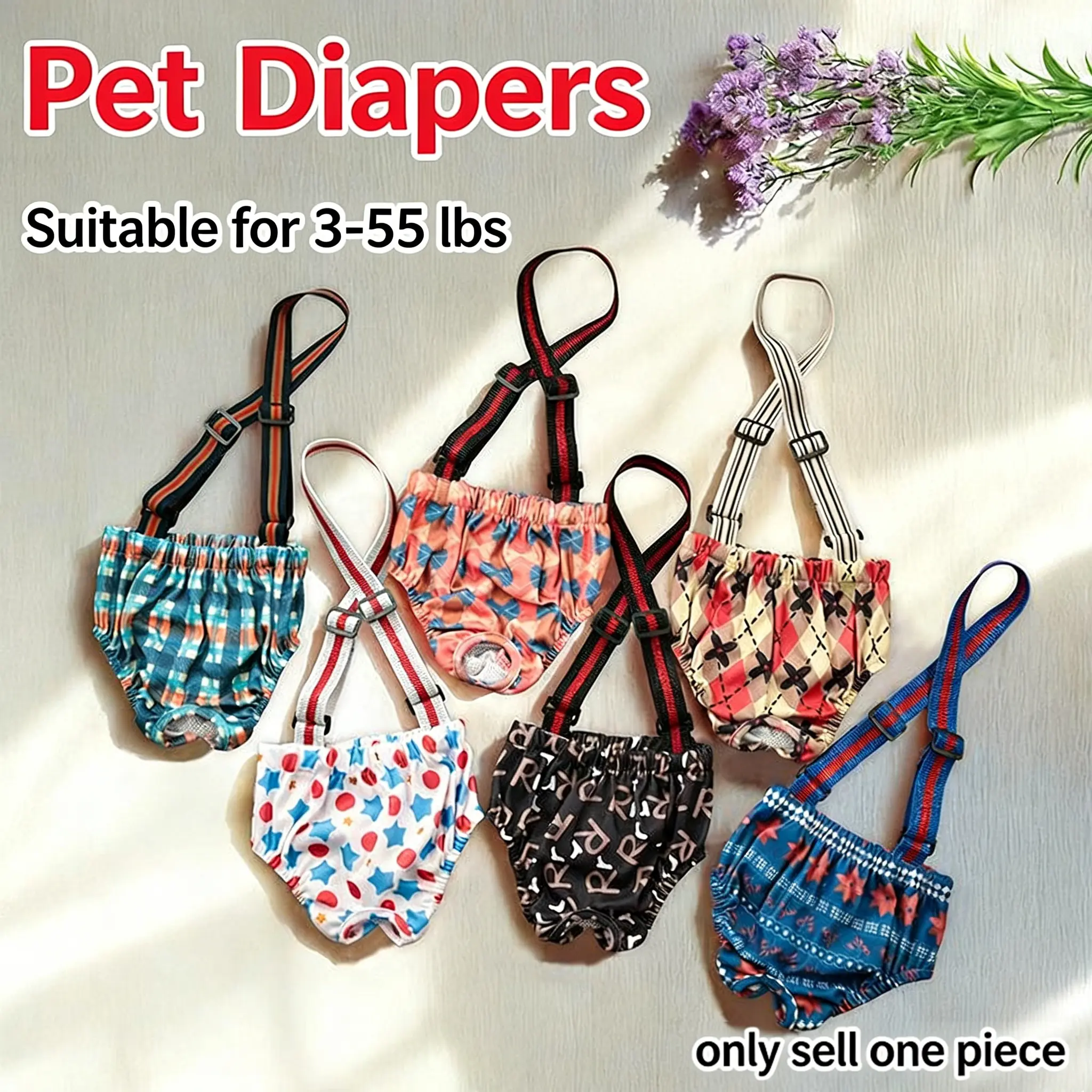 Washable large female dog physiological pants, Puppy Diapers, Supplies, breathable fabric, strap design to prevent slipping, thickened absorbent layer, machine washable 500 times without deformation, environmentally friendly and cost-saving