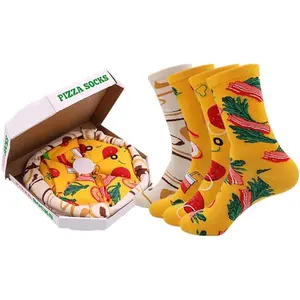Xmas christmas gift novelty pizza socks for men and women4pairs