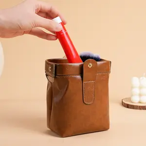 PU Leather Makeup Bag – Waterproof Cosmetic Organizer, Large Capacity Travel Pouch with Zipper, Lightweight Portable Clutch for Women