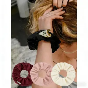 Hair Tie Storage Pouch, Portable Money Hider & Organizer, Zippered Velvet Scrunchie Elastic Hair Tie with Secret Pocket for Keys, Cash, Lipstick