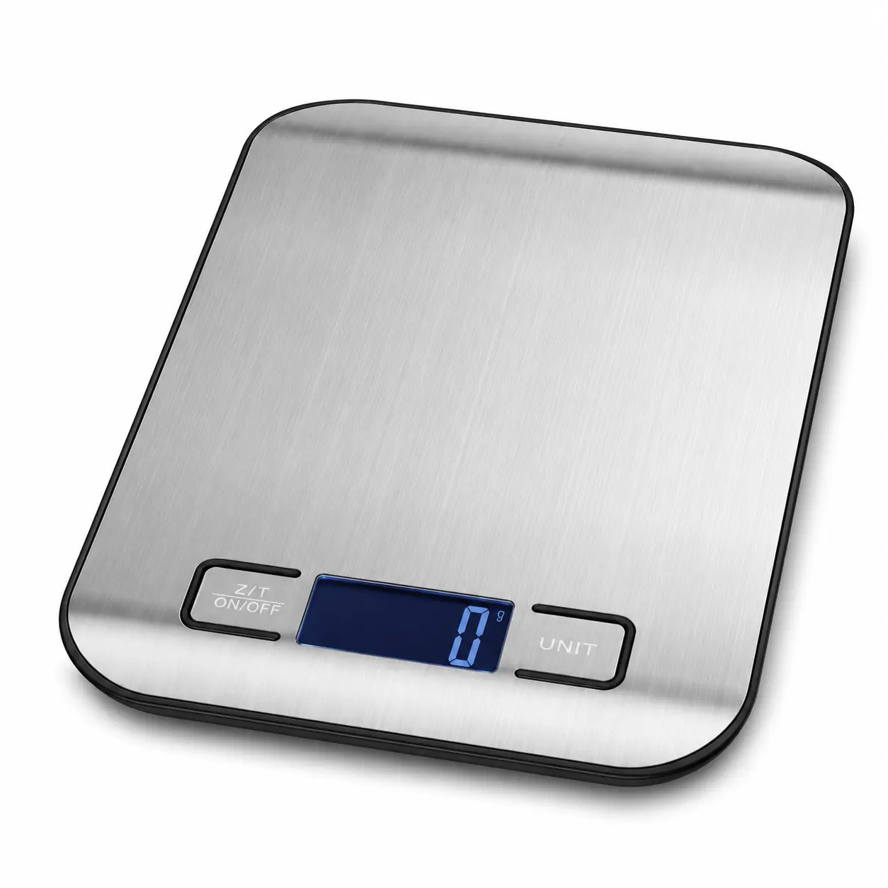 Digital Kitchen Scale, 11 lb/5 kg Food Scale with 1 g Graduation, Tare Function, Multiple Units and Blue LCD Display, Slim Stainless Steel Scale for Cooking, Baking, Coffee and Meal Prep