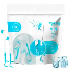 Brushee 4-in-1 On-the-Go Toothbrush - Paste, Brush, Pick, Floss - Arctic White Oral Comfort