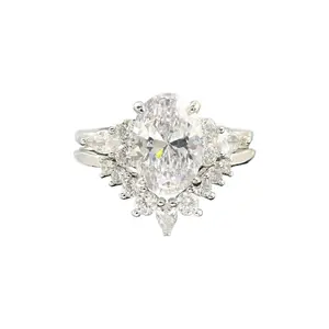 A Set Of 925 Sterling Silver V-Shaped Six Claw Horse's Eye Ring Ladies Jewelry For Women Glamorous Promise Ring Fine Jewelry Gift For Women