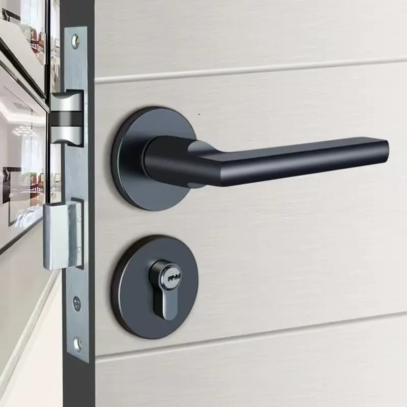 Metal Door Lock Set with 3 Keys, Indoor Door Locksets, Suitable for Bedroom, Configurable with Lock Body or 2 Handles, Secure Indoor Door Lock, Door Handles Interior, Home Security Door Lock, Safety Locks for Doors, Door Hardware