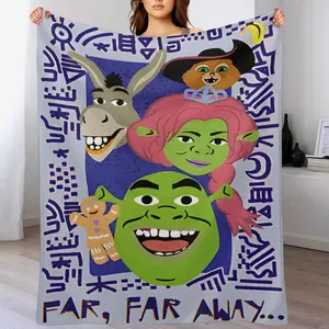 Anime Shrek Flannel Throw Blanket - Ultra Soft & Shrink-Resistant Design | Anti-Wrinkle, Fade-Proof & Quick-Dry Fabric | Machine Washable Cozy Bedding