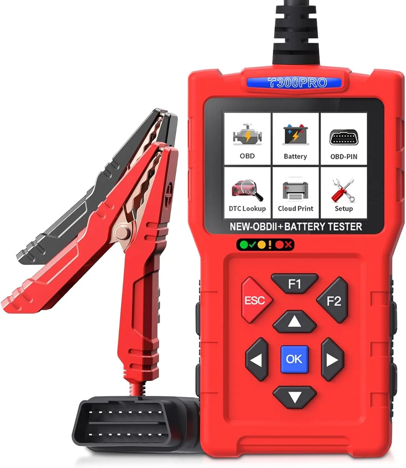 T300PRO Car Scanner and Battery Tester 12v / 24v Automotive, 20-2000 CCA Car Battery Tester and Check Engine Code Reader