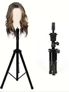 Portable Mini Wig Stand Tripod, Adjustable Height Wig Stand, Professional Training Head Mannequin & Tools for Styling Training & Display, Organiser