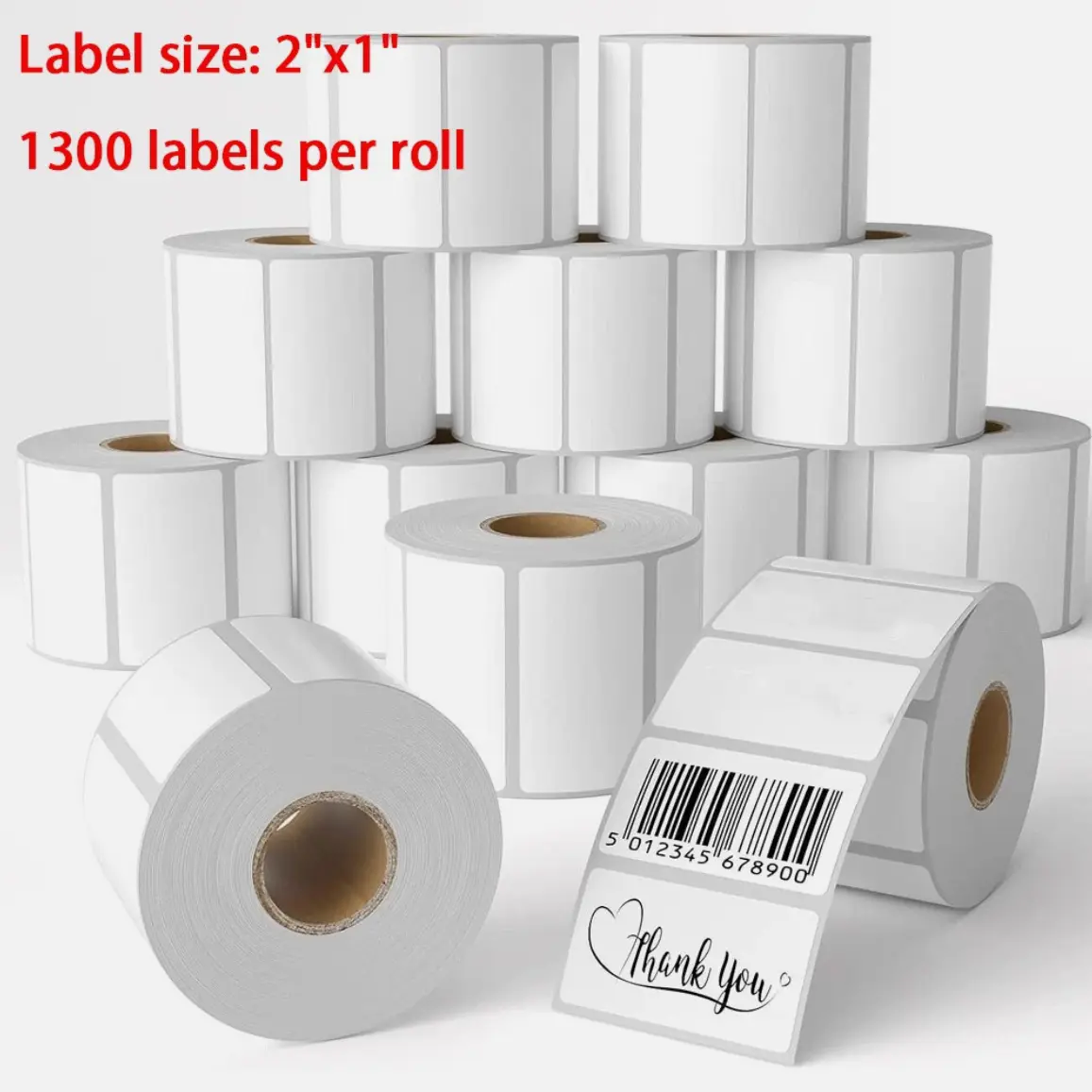 Direct Thermal Labels 2x1 inch Adhesive Shipping Stickers for Rollo & Zebra 12 Rolls Total 15600 Labels 1300 Labels per Roll