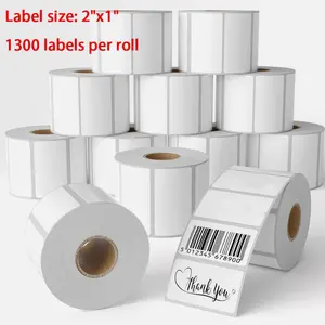Direct Thermal Labels 2x1 inch Adhesive Shipping Stickers for Rollo & Zebra 12 Rolls Total 15600 Labels 1300 Labels per Roll